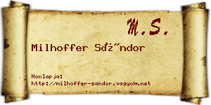Milhoffer Sándor névjegykártya