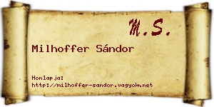 Milhoffer Sándor névjegykártya