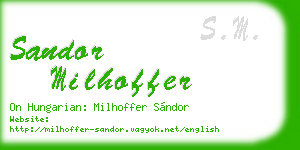 sandor milhoffer business card