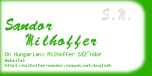 sandor milhoffer business card